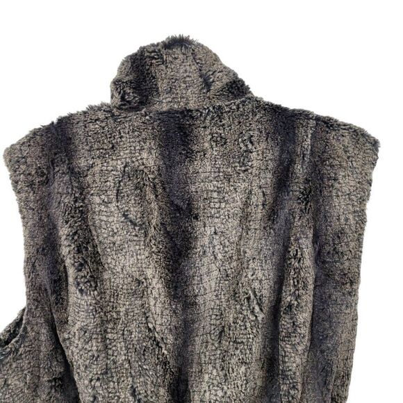 Reversible Womens Giacca Gray Vegan Faux Fur Vest Black Quilted Vest Sz L Pocket - Picture 16 of 16